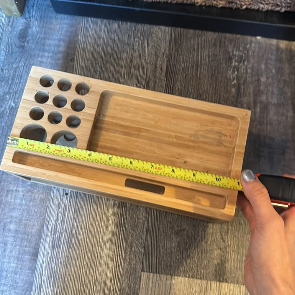 Bamboo Desk or makeup Organizer with Pen and Phone Slots